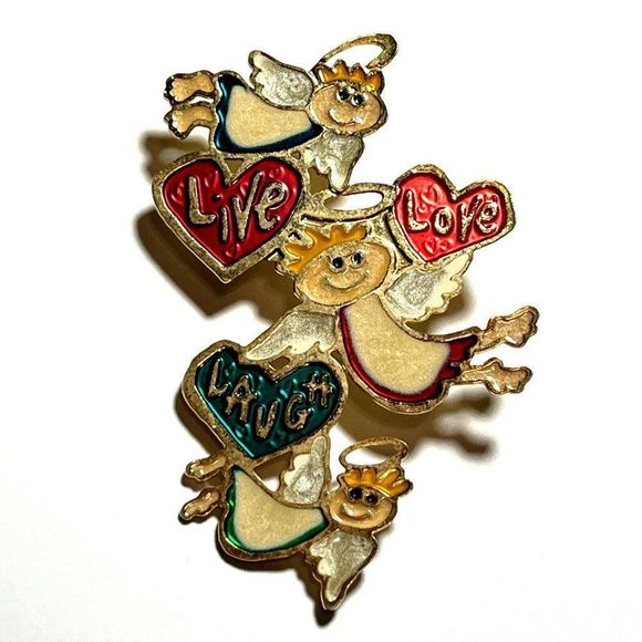 Christmas Angels Two Hands Lapel Pin Brooch - Picture 1 of 5